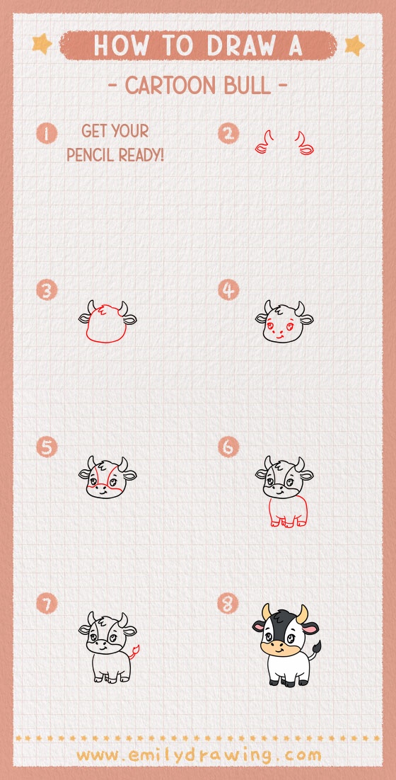 how to draw a cartoon bull pinterest pin